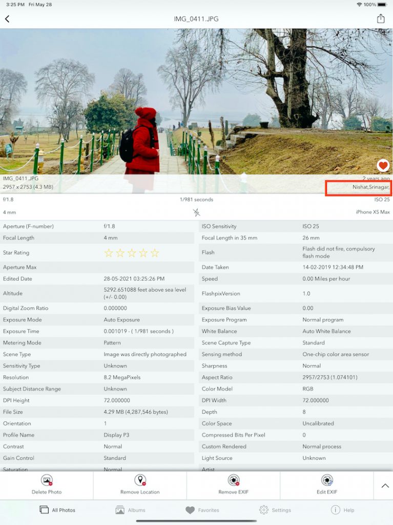 Location_name_Exif_viewer_ipad_app_screen