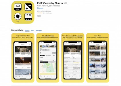 How to clean Exif data from photographs on iPhone/iPad using Exif Viewer App?